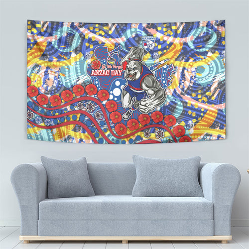 Western Bulldogs ANZAC Day Tapestry Aboriginal Dot Art Indigenous Australian Cultural