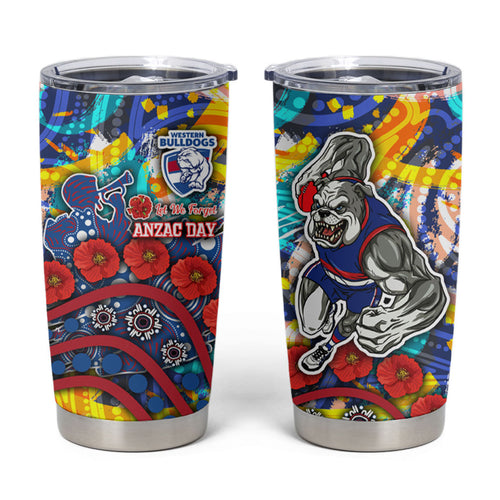 Western Bulldogs ANZAC Day Tumbler Cup Aboriginal Dot Art Indigenous Australian Cultural