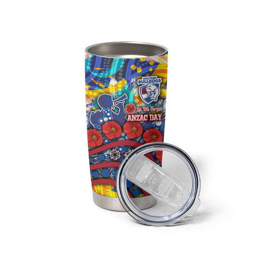 Western Bulldogs ANZAC Day Tumbler Cup Aboriginal Dot Art Indigenous Australian Cultural