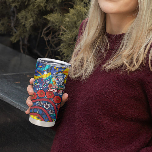 Western Bulldogs ANZAC Day Tumbler Cup Aboriginal Dot Art Indigenous Australian Cultural
