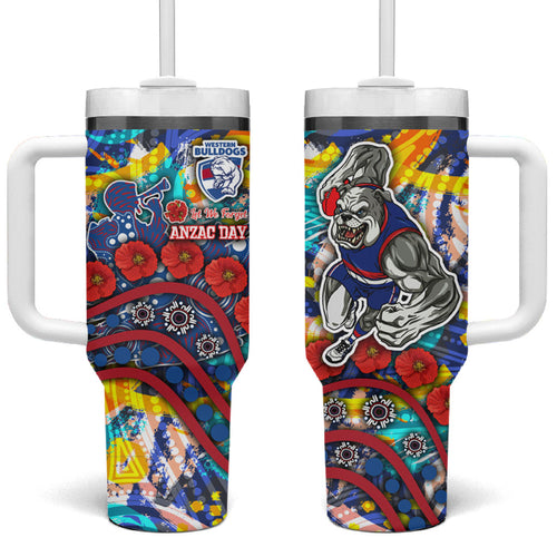 Western Bulldogs ANZAC Day Tumbler With Handle Aboriginal Dot Art Indigenous Australian Cultural