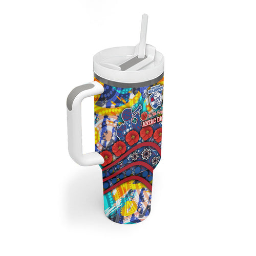 Western Bulldogs ANZAC Day Tumbler With Handle Aboriginal Dot Art Indigenous Australian Cultural