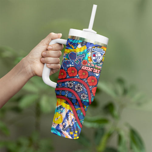 Western Bulldogs ANZAC Day Tumbler With Handle Aboriginal Dot Art Indigenous Australian Cultural