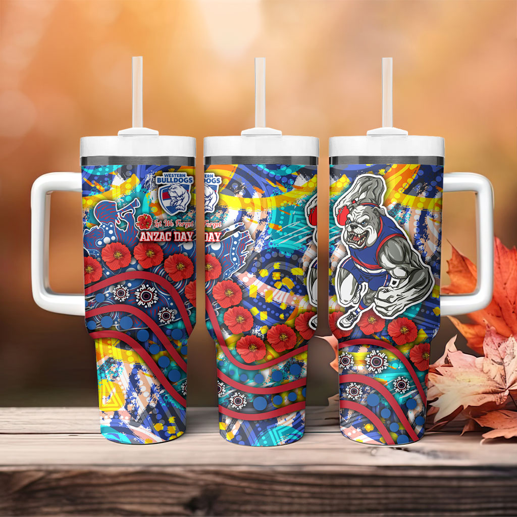 Western Bulldogs ANZAC Day Tumbler With Handle Aboriginal Dot Art Indigenous Australian Cultural