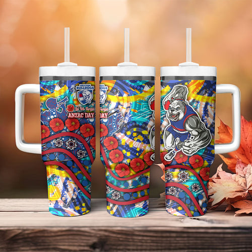 Western Bulldogs ANZAC Day Tumbler With Handle Aboriginal Dot Art Indigenous Australian Cultural