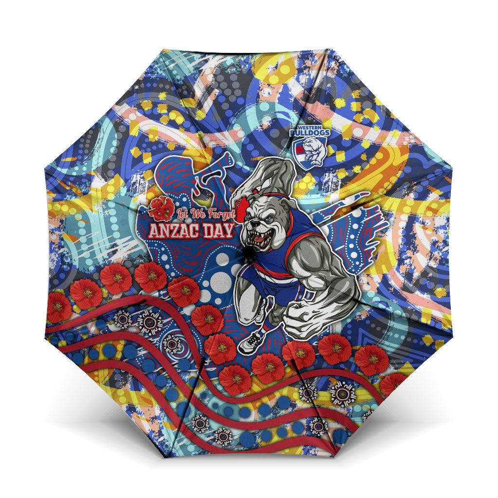 Western Bulldogs ANZAC Day Umbrella Aboriginal Dot Art Indigenous Australian Cultural