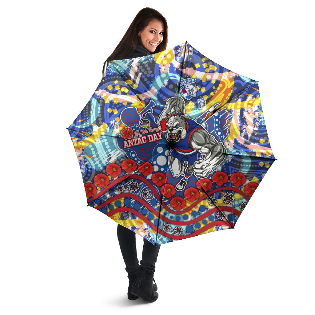 Western Bulldogs ANZAC Day Umbrella Aboriginal Dot Art Indigenous Australian Cultural