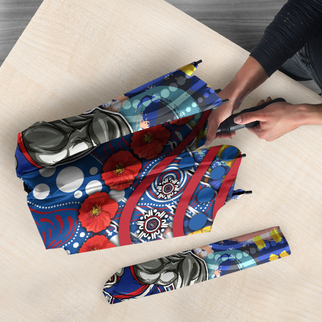 Western Bulldogs ANZAC Day Umbrella Aboriginal Dot Art Indigenous Australian Cultural