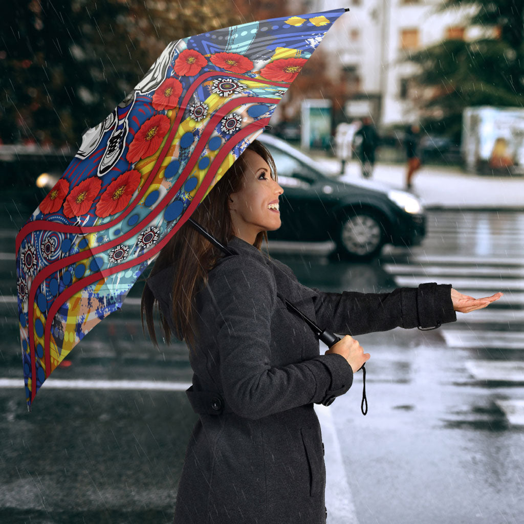 Western Bulldogs ANZAC Day Umbrella Aboriginal Dot Art Indigenous Australian Cultural