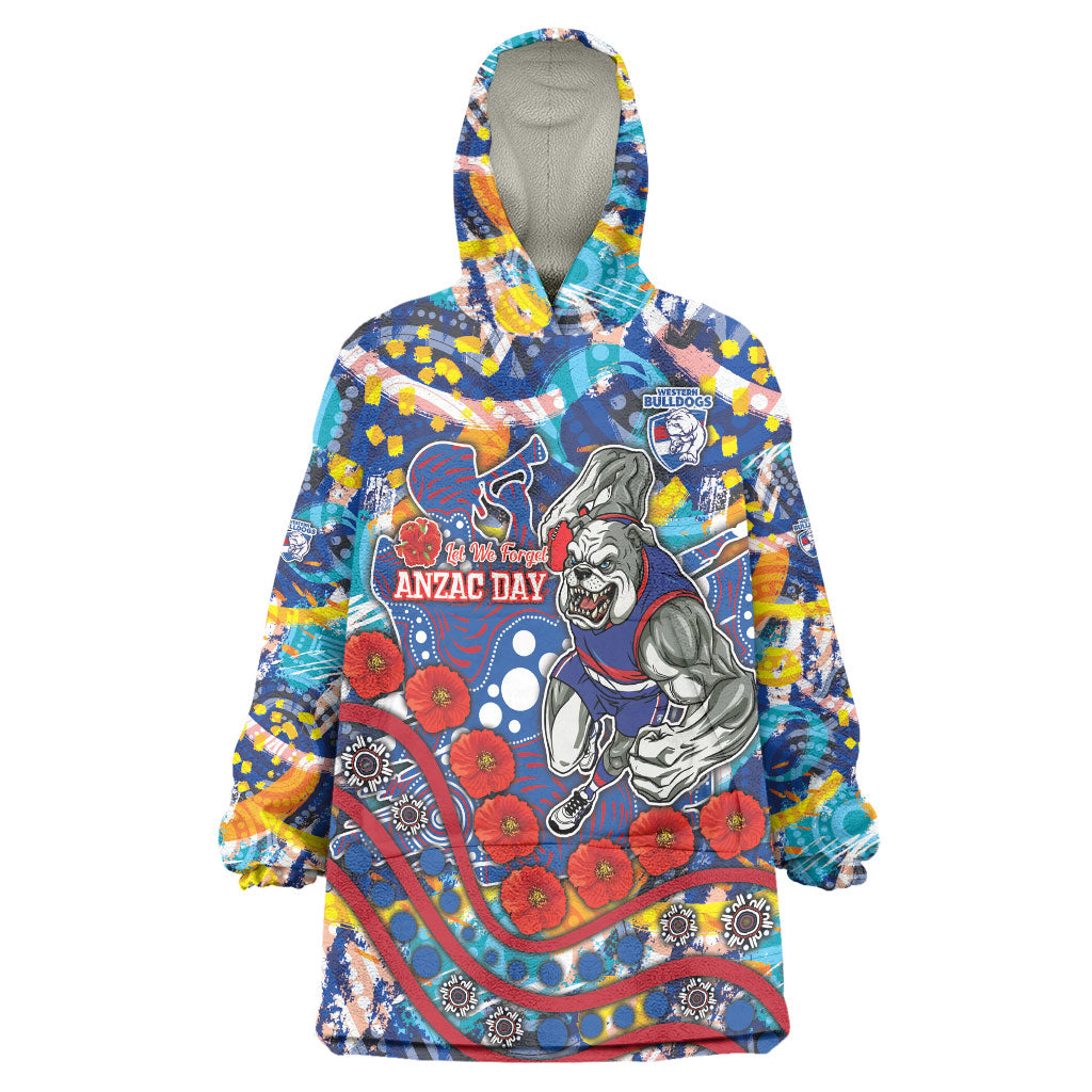 Western Bulldogs ANZAC Day Wearable Blanket Hoodie Aboriginal Dot Art Indigenous Australian Cultural