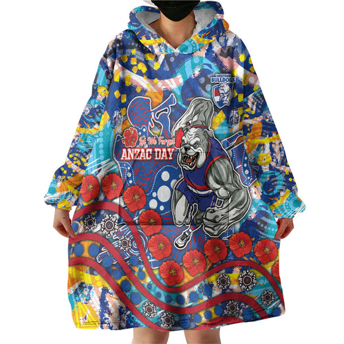 Western Bulldogs ANZAC Day Wearable Blanket Hoodie Aboriginal Dot Art Indigenous Australian Cultural