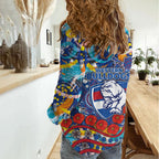Western Bulldogs ANZAC Day Women Casual Shirt Aboriginal Dot Art Indigenous Australian Cultural