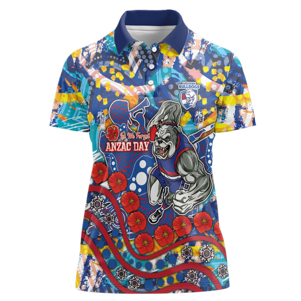 Western Bulldogs ANZAC Day Women Polo Shirt Aboriginal Dot Art Indigenous Australian Cultural