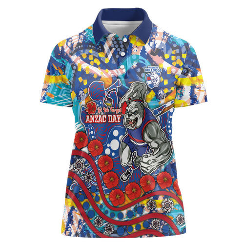 Western Bulldogs ANZAC Day Women Polo Shirt Aboriginal Dot Art Indigenous Australian Cultural