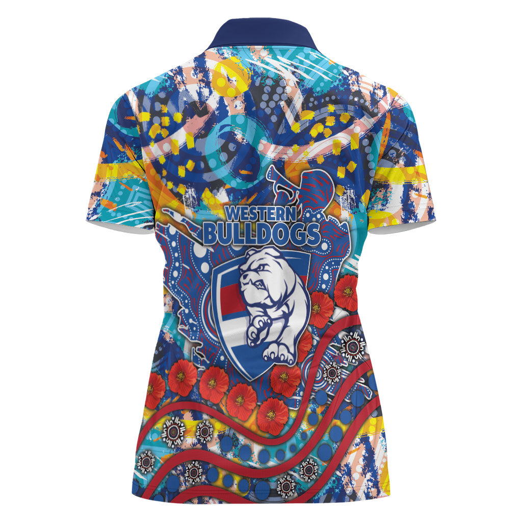 Western Bulldogs ANZAC Day Women Polo Shirt Aboriginal Dot Art Indigenous Australian Cultural