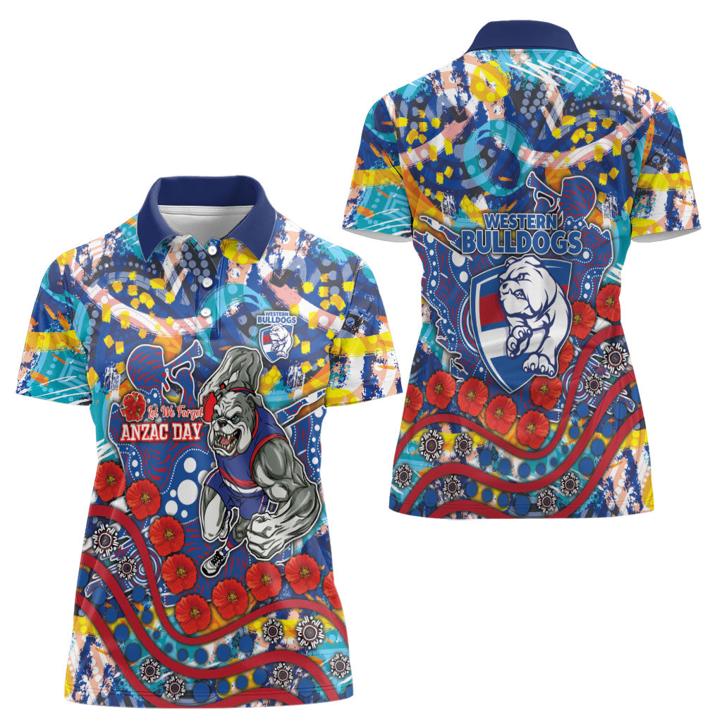Western Bulldogs ANZAC Day Women Polo Shirt Aboriginal Dot Art Indigenous Australian Cultural