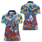 Western Bulldogs ANZAC Day Women Polo Shirt Aboriginal Dot Art Indigenous Australian Cultural