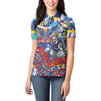 Western Bulldogs ANZAC Day Women Polo Shirt Aboriginal Dot Art Indigenous Australian Cultural
