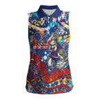 Western Bulldogs ANZAC Day Women Sleeveless Polo Shirt Aboriginal Dot Art Indigenous Australian Cultural