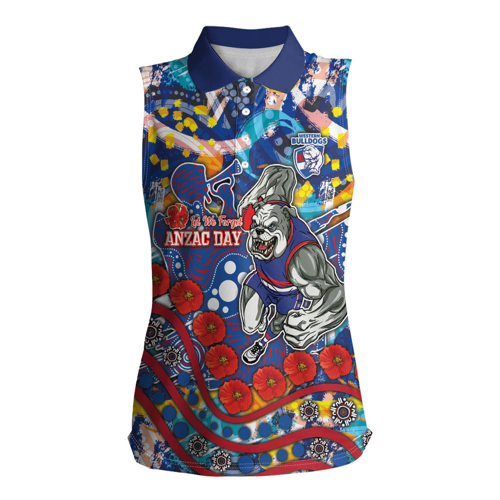 Western Bulldogs ANZAC Day Women Sleeveless Polo Shirt Aboriginal Dot Art Indigenous Australian Cultural