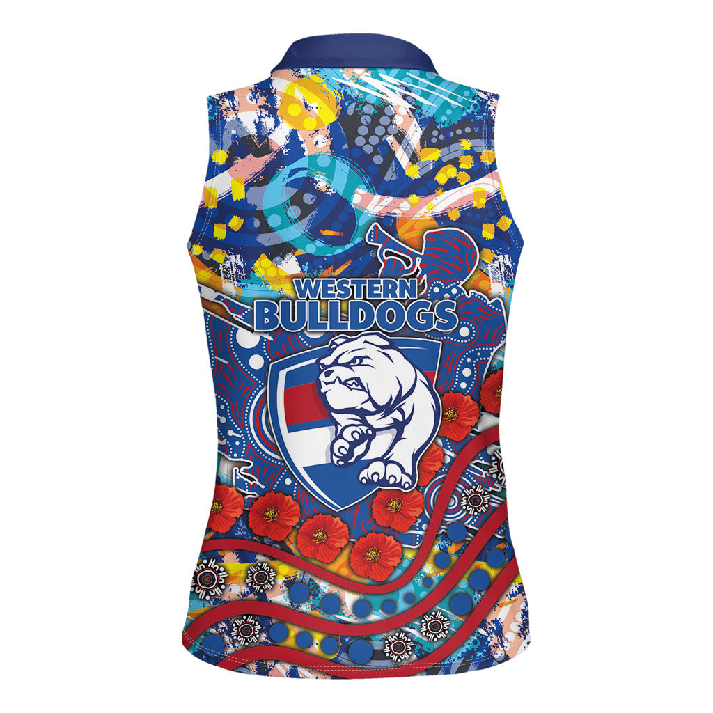 Western Bulldogs ANZAC Day Women Sleeveless Polo Shirt Aboriginal Dot Art Indigenous Australian Cultural