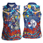 Western Bulldogs ANZAC Day Women Sleeveless Polo Shirt Aboriginal Dot Art Indigenous Australian Cultural