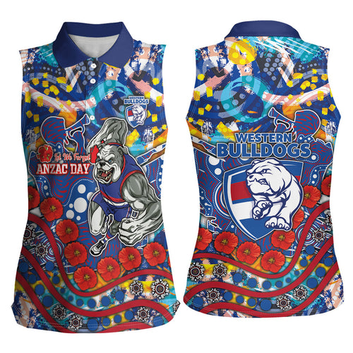 Western Bulldogs ANZAC Day Women Sleeveless Polo Shirt Aboriginal Dot Art Indigenous Australian Cultural