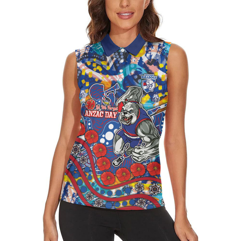Western Bulldogs ANZAC Day Women Sleeveless Polo Shirt Aboriginal Dot Art Indigenous Australian Cultural