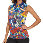 Western Bulldogs ANZAC Day Women Sleeveless Polo Shirt Aboriginal Dot Art Indigenous Australian Cultural