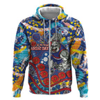Western Bulldogs ANZAC Day Zip Hoodie Aboriginal Dot Art Indigenous Australian Cultural
