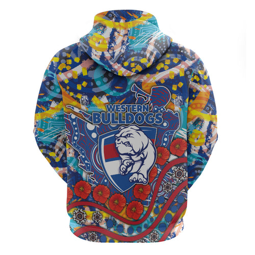 Western Bulldogs ANZAC Day Zip Hoodie Aboriginal Dot Art Indigenous Australian Cultural