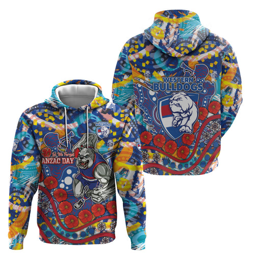 Western Bulldogs ANZAC Day Zip Hoodie Aboriginal Dot Art Indigenous Australian Cultural