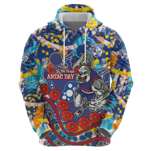 Western Bulldogs ANZAC Day Zip Hoodie Aboriginal Dot Art Indigenous Australian Cultural