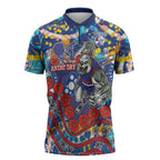 Western Bulldogs ANZAC Day Zipper Polo Shirt Aboriginal Dot Art Indigenous Australian Cultural