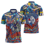 Western Bulldogs ANZAC Day Zipper Polo Shirt Aboriginal Dot Art Indigenous Australian Cultural