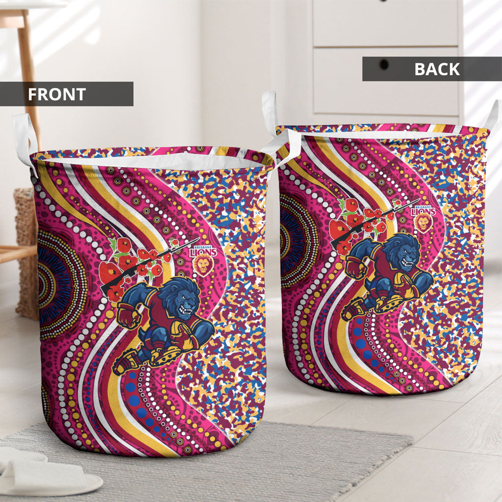 Brisbane Lions ANZAC Day Laundry Basket Indigenous Poppy Remembrance Lion Warrior