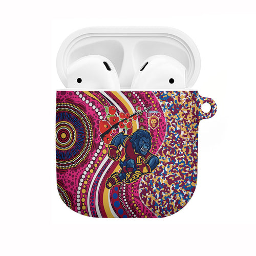 Brisbane Lions ANZAC Day AirPods Case Indigenous Poppy Remembrance Lion Warrior