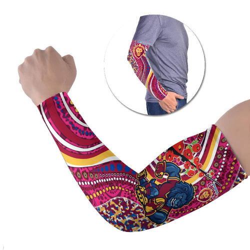 Brisbane Lions ANZAC Day Arm Sleeves Indigenous Poppy Remembrance Lion Warrior