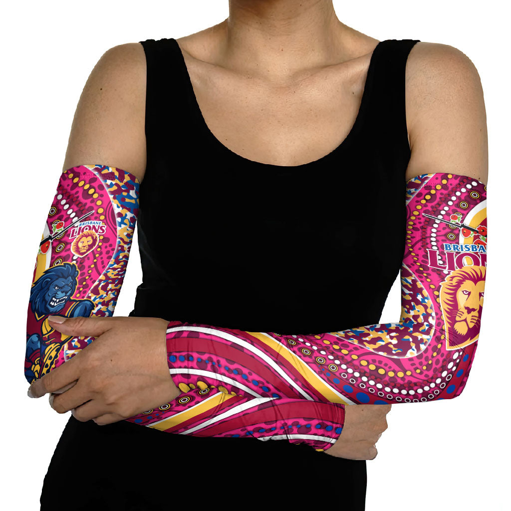 Brisbane Lions ANZAC Day Arm Sleeves Indigenous Poppy Remembrance Lion Warrior