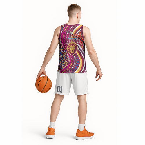 Brisbane Lions ANZAC Day Basketball Jersey Indigenous Poppy Remembrance Lion Warrior