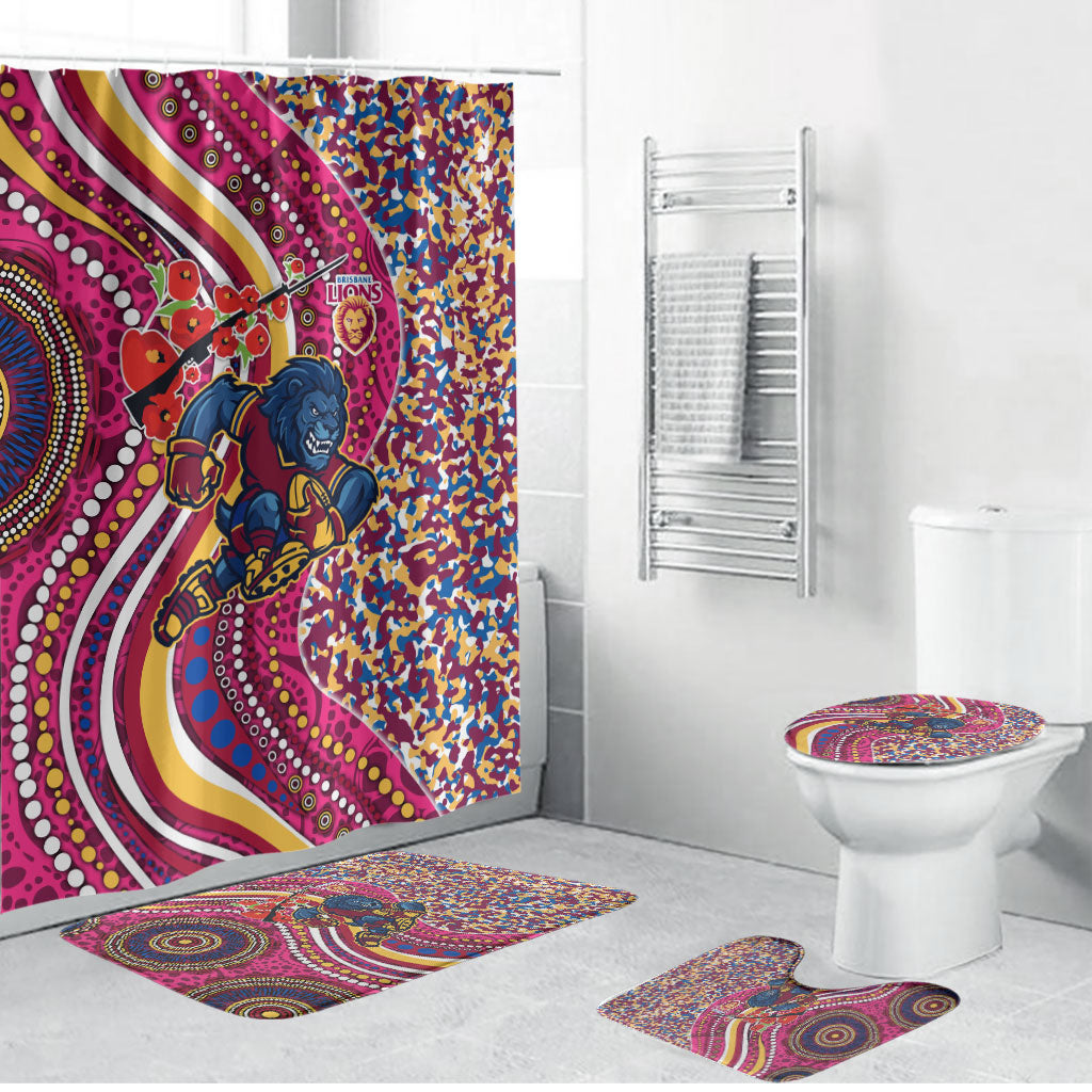 Brisbane Lions ANZAC Day Bathroom Set Indigenous Poppy Remembrance Lion Warrior