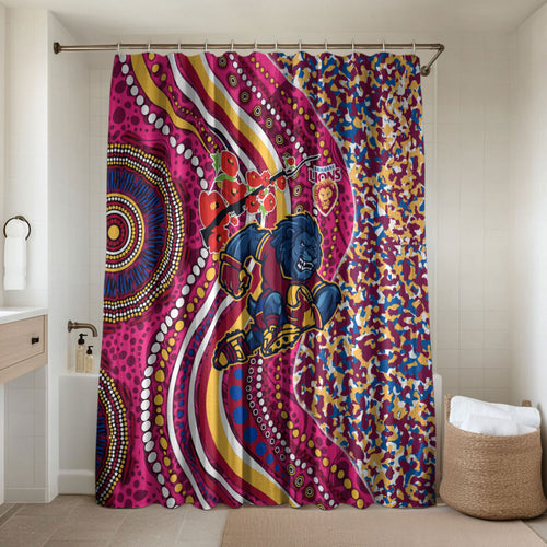 Brisbane Lions ANZAC Day Bathroom Set Indigenous Poppy Remembrance Lion Warrior