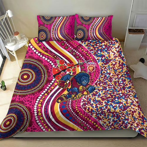 Brisbane Lions ANZAC Day Bedding Set Indigenous Poppy Remembrance Lion Warrior