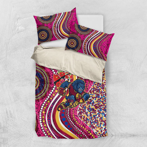 Brisbane Lions ANZAC Day Bedding Set Indigenous Poppy Remembrance Lion Warrior