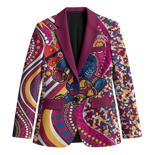 Brisbane Lions ANZAC Day Blazer Indigenous Poppy Remembrance Lion Warrior