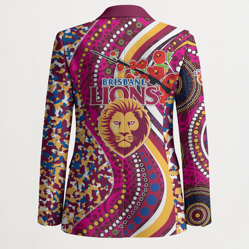 Brisbane Lions ANZAC Day Blazer Indigenous Poppy Remembrance Lion Warrior