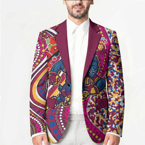 Brisbane Lions ANZAC Day Blazer Indigenous Poppy Remembrance Lion Warrior