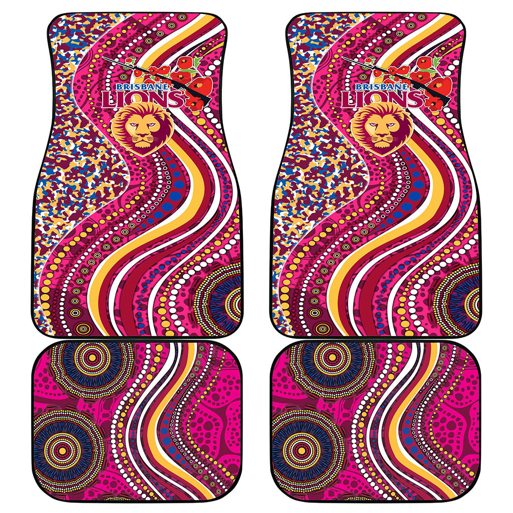 Brisbane Lions ANZAC Day Car Mats Indigenous Poppy Remembrance Lion Warrior