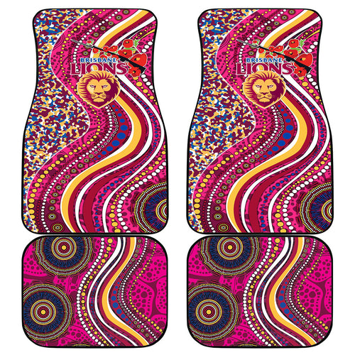 Brisbane Lions ANZAC Day Car Mats Indigenous Poppy Remembrance Lion Warrior