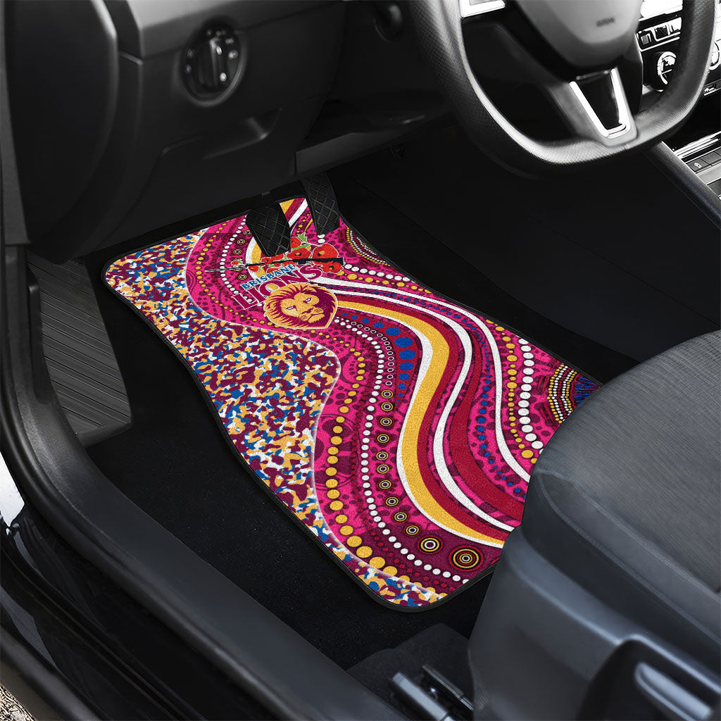 Brisbane Lions ANZAC Day Car Mats Indigenous Poppy Remembrance Lion Warrior